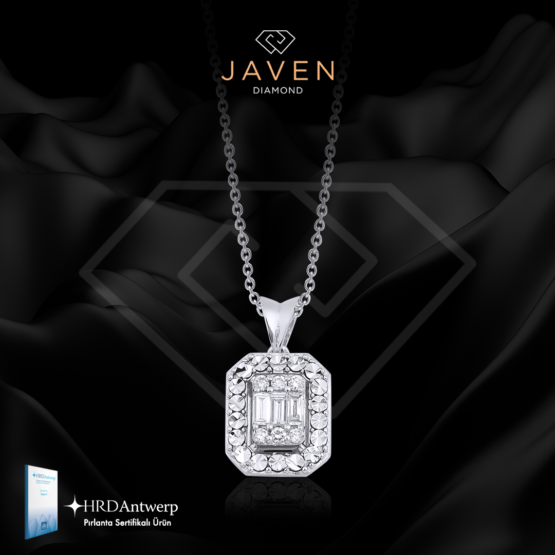 0.17 Karat Pırlanta Baget Kolye Model 2