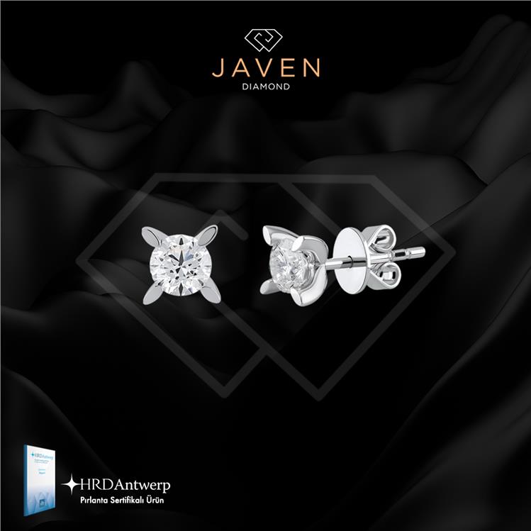 0.42 Karat Pırlanta Tektaş Küpe