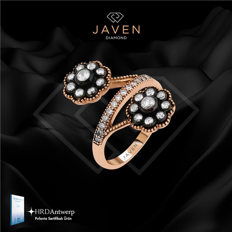 0.65 Karat Javen Tasarım Papatya Yüzük